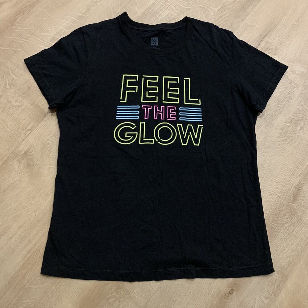WWE Naomi Feel The Glow T-Shirt Women's XXL 2XL Graphic Tee Black Neon Wrestling